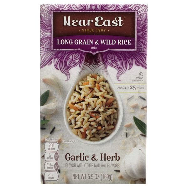 Near East Long Rain & Wild Rice Mix, Garlic & Herb, 5.9oz Boz