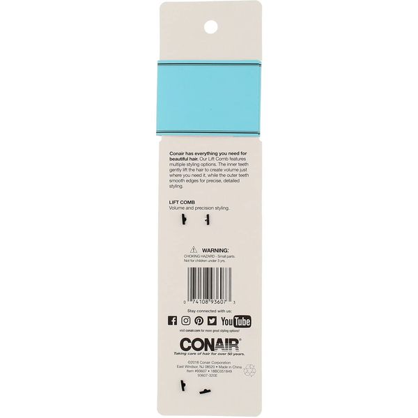 Conair 93607 Lift & Tease Comb Assorted Colors