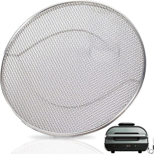 GOWEILE Stainless Steel Splatter Shield Oil Splatter Screen for Ninja Foodi FG551Reusable Air Fryer Accessories Indoor Grill Accessories Fine Mesh Splatter Screen