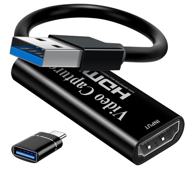 Video Capture Card, Papeaso 4K HDMI to USB Capture Card, Full HD 1080p Video Capture Device, HDMI Video Game Capture for Editing Video/Games/Streaming/Online Teaching(Black)