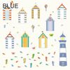 Reusable Blue Beach Hut Wall Stickers