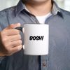 BOSH! Big John Ceramic Coffee Mug, 11oz, White with Black Handle, Novelty Design