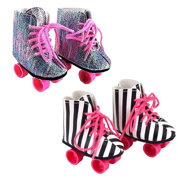 Ebuddy Doll Accessories 2 Pairs Rockin Roller Skates for 18 inch Dolls