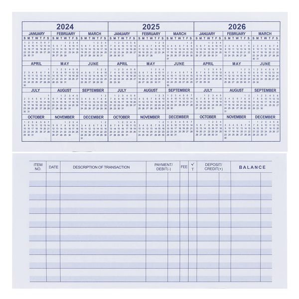 20 Pack Checkbook Register, Check Registers for Personal, Blank Ledger Transaction Registers for Personal or Business Bank, Check Register Book for Checking and Saving Account, Deposit and Credit Card