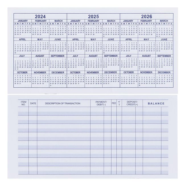 20 Pack Checkbook Register, Check Registers for Personal, Blank Ledger Transaction Registers for Personal or Business Bank, Check Register Book for Checking and Saving Account, Deposit and Credit Card