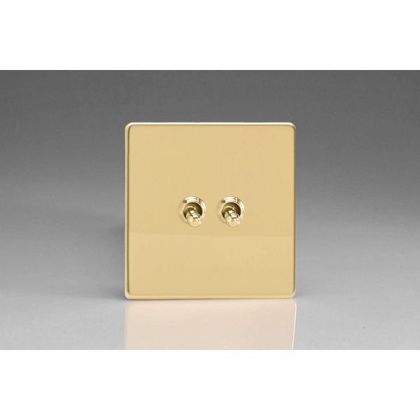 Varilight 2-Gang 10A 1- or 2-Way Toggle Light Switch Polished Brass XDVT2S