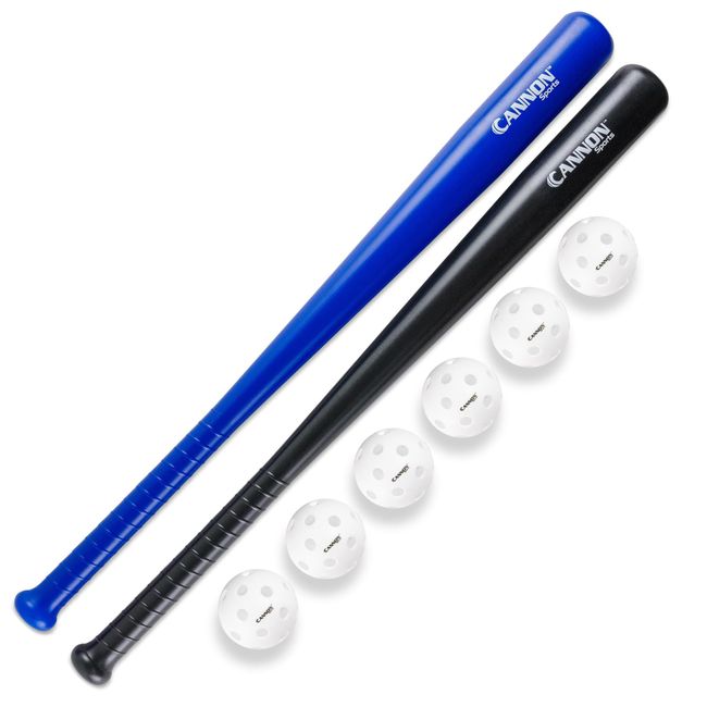 Cannon Sports Plastic Baseball Bat and Plastic Baseball Set Includes 2 Bats and 6 Balls