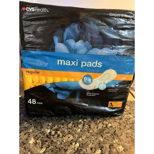 48-Count CVS Health Maxi Pads Without Wings Regular Absorbency Size 1