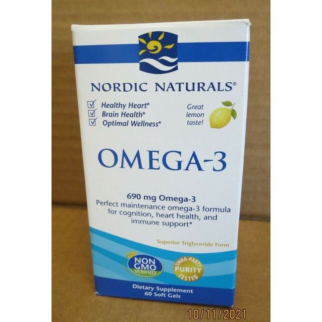 NORDIC NATURALS OMEGA-3 LEMON 690MG DIETARY SUPPLEMENT 60 SOFT GELS EXP 7/24