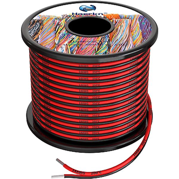 14 awg Silicone Electrical Wire 2 Conductor Parallel 25 Feet, Red, Black