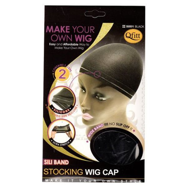 Qfitt Sili Band Stocking Wig Cap #5001 Black