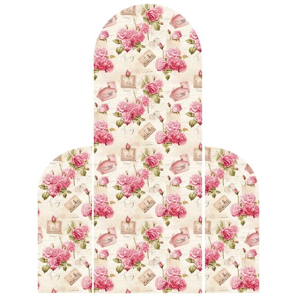 Vintage Pink Roses Design Arch and Two Sides Sailboard Backdrop