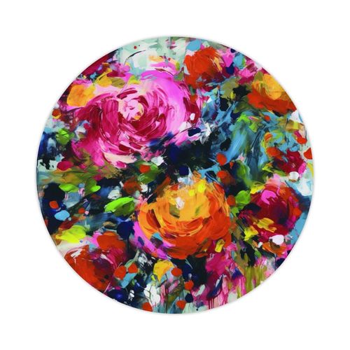 Zyadsinoudor Bright Floral Pink Rose Colourful Vinyl Sticker Decal Asian Chinese Stickers Pack Round Decal Waterproof Artistic Stickers for Kids Teen Adults Laptop Phone Luggage Phone 4inch 50 Pieces