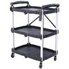 3 Layers Folding Collapsible Service Cart Pack, Black, 50 Lb. Load Capacity