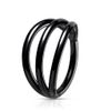 PiercedOff Black PVD over Titanium Hinged 8mm Ring with Triple Hoop