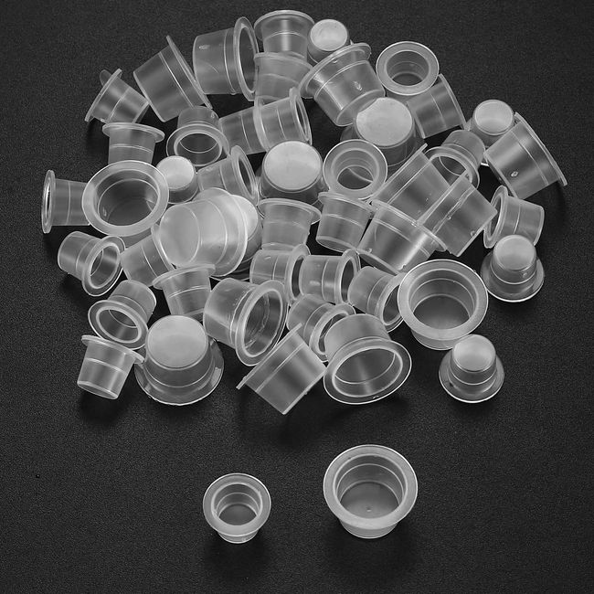 400 Stück Tattoo Farbkappen Cups, Tattoo Ink Cups, Kunststoff Farbbehälter, Tattoo Tintenbecher für Tinten Tasse Tattoo Zubehör - 2 Größen