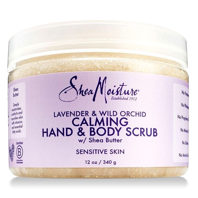 Shea Moisture Lavender & Wild Orchid Hand & Body Scrub Sensitive Skin 12 Ounce