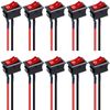10Pcs Rocker Switch ON/Off 2Pin Latching Square SPST Toggle Switch Snap with Wires KCD1-X-F