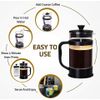 French Espresso Maker Squeeze Press 32oz Triple Filters 8 Coffee Tee Cups Maker
