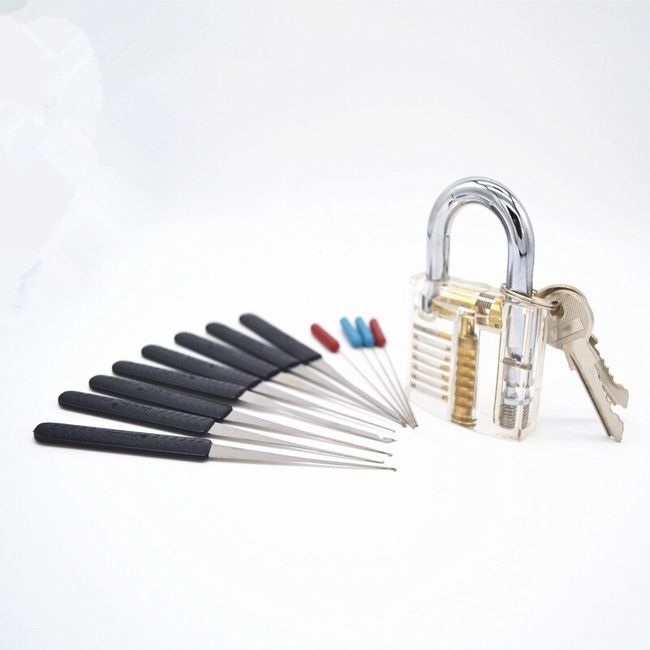 Clear Padlock for lock pick training - medium difficulty