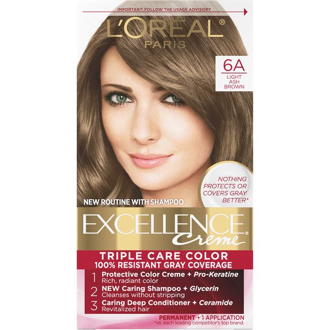 L'Oreal Paris Excellence Creme Hair Color, 6A Light Ash Brown