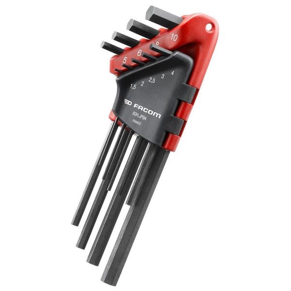 Facom FCM83HJP9A Long 83H.JP9A Metric Hex Key Set - Red (9-Piece)