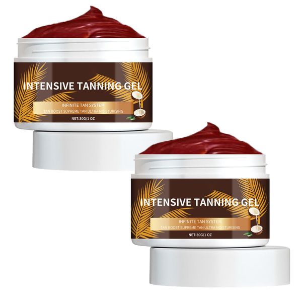 2 Stück Intensive Tanning Gel - Selfbräunungscreme Korper & Gesicht - Bräunungsgel Bräunungsbeschleuniger - Feuchtigkeitsspendend Self Tanner - Intensivbrunungsgel Schnelle Bräunung Selbstbräuner Gel