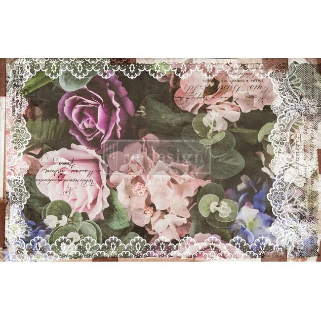 Redesign with Redesign Decoupage Decor Tissue Paper Dark Lace Floral,1 Sheet (19"x30") Redesign Tissue Decoupage Paper 655350650179