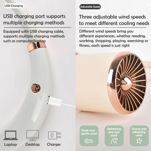 Ericfavre Portable Neck Fan Rechargeable, Personal Wearable Fan For Neck, Personal Neck Fans, 360° Adjustable High Flexibility Wearable Personal Fan for Office, Home, Outdoor, Travel (pink)