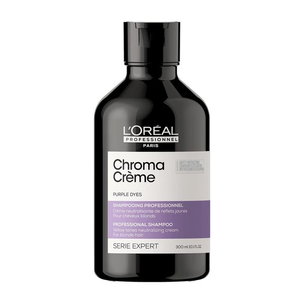 L'Oréal Professionnel Farbkorrigierendes Haarshampoo für blondes Haar, Gegen Gelbstich, Serie Expert, Chroma Crème Shampoo Violett, 300 ml