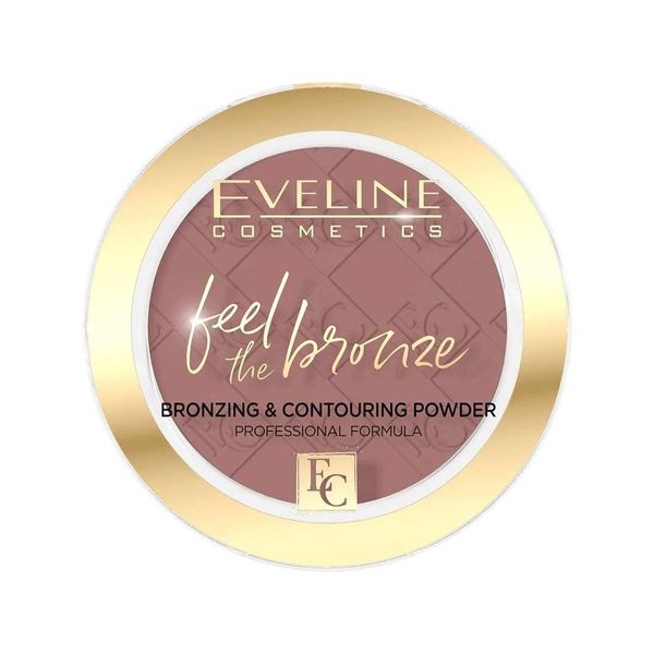 Eveline Bronzing Powder Feel Bronze Chocolate Cake, samtig-matte Bräune, Bronzing & Contouring Make-up für einen sonnengeküssten Teint, 1 x 4 g Nr 02 Schokoladenkuchen