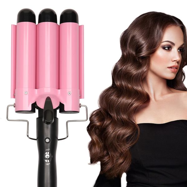 2024 Newest 3 Barrel Curling Iron Jumbo 1.25 inch (32mm) Hair Curling Wand Crimper Instant Heating Adjustable Hair Curler with 2 Temperature Control