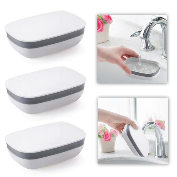 Schneespitze 3 Stück Seifendose Kunststoff,Seife Container Fall Box Reise Seifenschale Seifenablage Seifen Halter Kasten für Reisen Wandern Familienbad Schulgymnastik