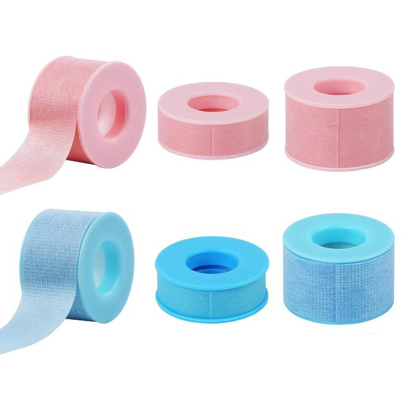 4pcs Lash Adhesive Tape, Reusable Adhesive Waterproof Silicone Tape Eyelash Tape for Lash Extension Lash Beauty Auxiliary Tools (2 Pink, 2 Blue)