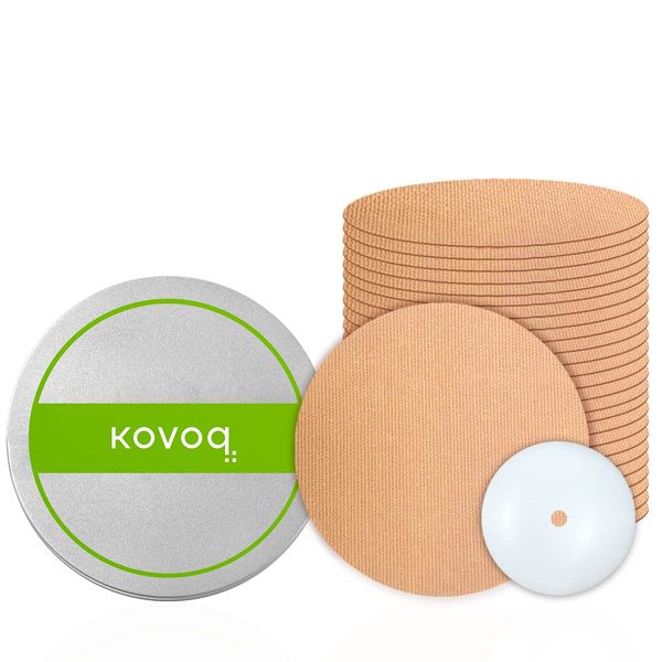 Kovoq Pflaster Wasserfest für Freestyle Libre 3 Sensor,25 X Fixierpflaster mit 1 Stück Hardshell-Abdeckungen,Sensor Pflaster in der Dose Atmungsaktiv Hautfreundlich medizinischer Qualität(Beige)