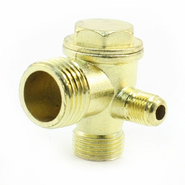 uxcell Air Compressor Check Valve G1/2 x G3/8 x G1/8 Male Thread 20.5mm x 16.5mm x 9.8mm 3-Way Air Pressure Accessories Brass