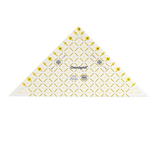 Omnigrid Right Triangle for 1/2 sq. Quilting Ruler, ½ Square up to 6", Clear