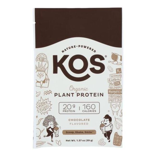 Kos - Organic Protein Powder Chocolate - Case of 12 - 1.37 oz.