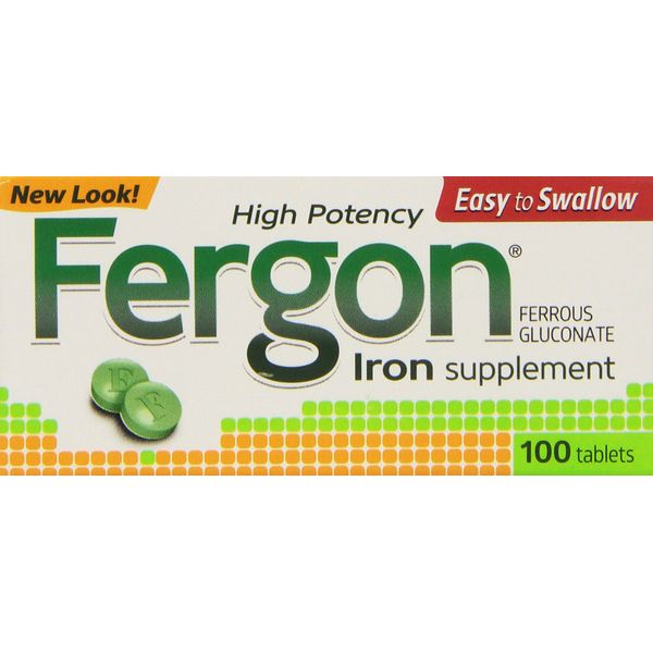 Fergon Iron Supplement, Tablets, 100 Count (Pack of 3)