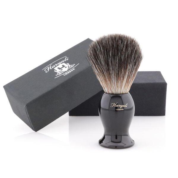 Haryali London Shaving Brush - Super Badger Shaving Brush - Shaving Cream Brush for Smooth and Soft Traditional Shaving - Black Color - Perfect with Any Shaving Cream or Shaving Soap