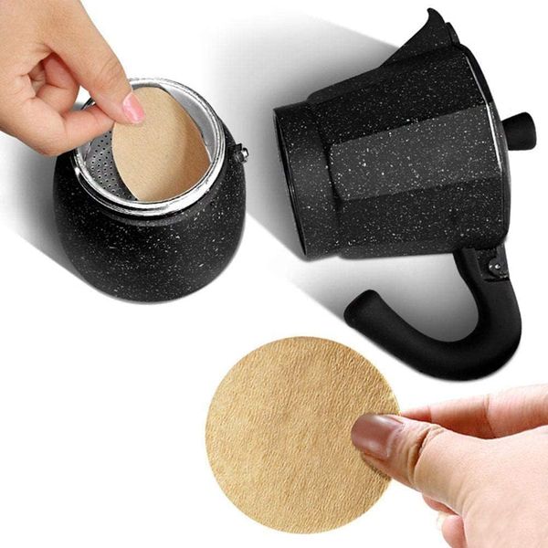 100 Pcs No.6 Coffee Filter Moka Pot Filter Paper, Disposable Filters