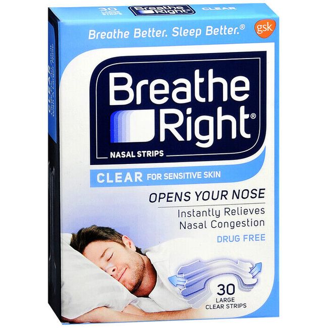 Breathe Right Nasal Strips Clear, Large 30 Count