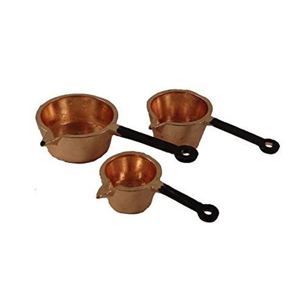 Melody Jane Dolls House Copper Saucepan Pan Set for Hanging Kitchen Accessory