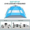 OutdoorMaster Pop Up Beach Tent for 4 Person - Easy Setup and Portable Beach Shade Sun Shelter Canopy with UPF 50+ UV Protection Removable Skylight Family Size - Blue