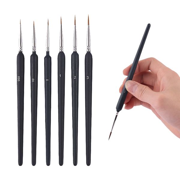 DFsucces 6pcs Extra Fine Art Painting Brushes Face Brush Painting Brushes Watercolor Brush Oil Painting Brush Gradient Brush Watercolor Ink Painting Nihonga Painting Supplies (Extra Fine - Black)