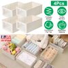 4Pcs Clothes Storage Bins - Foldable Fabric Container Cube Box - Stackable Linen