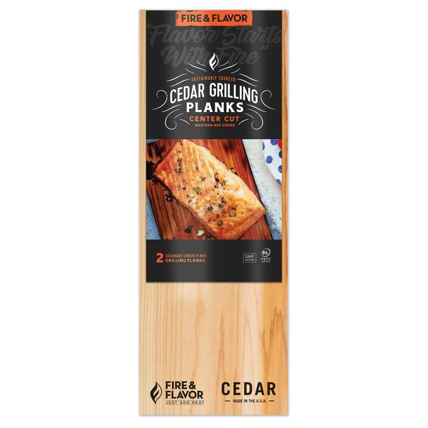 Fire & Flavor Cedar Planks for Grilling Salmon and Other Dishes - All Natural Cedar Wood Planks - Premium Grilling Accessories - 2 Pack - 15"