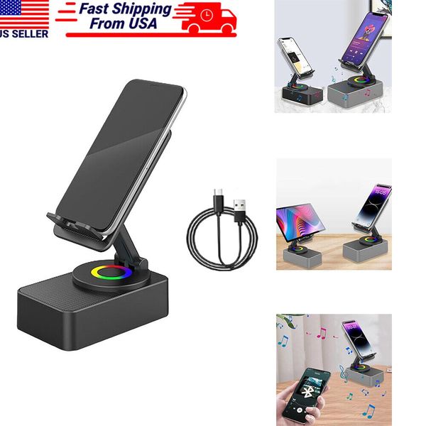 Wireless Induction Audio Bluetooth Speaker Cell Phone Holder Power Bank Bracket