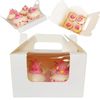 4 Hole Windowed Carrier Cupcake Boxes - - Bulk Discounts - Handle - with Inserts [10 Boxes]