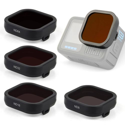 GEPULY ND Filter Lens Set for GoPro Hero 13 Black Accessories, 4 Pack Go Pro ND Filter Kit ND8, ND16, ND32, ND64, Multi-Coated Neutral Density Go Pro 13 Filters Pack Accessory HD Glass